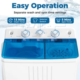 Costway Twin Tub Portable Washing Machine with Drain Pump Timer Control Dorm & RV's Blue - Thumbnail 6