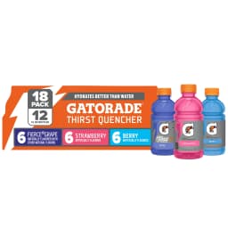 Gatorade Sports Drinks, Grape, Strawberry and Berry Flavored Variety Pack, 12 fl oz, 18 Count Bottles - Thumbnail 1