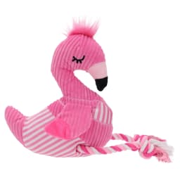 Vibrant Life Summer Plush Pink Flamingo Dog Toy with Rope, Chew Level 2 - Thumbnail 1