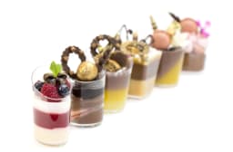 Open Cut Slanted Round Dessert Cups - 3 ounce - 320 Count -Spoons Included-Clear Plastic-Slanted Cylinder Mini Dessert Cup- Appetizer Cup-Sample Shot - Thumbnail 5