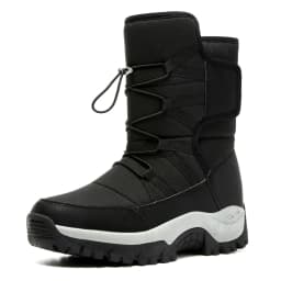 Stepedia Winter Snow Boots Warm Faux Fur Lined Mid Calf Waterproof Shoes for Men, Black - Thumbnail 1