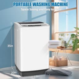 Veeboto Portable Washing Machine,17.8 lbs Full Automatic Washing Machine, 10 Programs & 8 Levels with Drain Pump for Home Apartment, White - Thumbnail 6