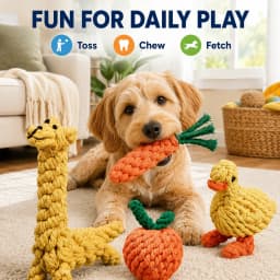 MGEZCOO Puppy Toys Pack of 4, Cotton Rope Dog Toys for Aggressive Chewers, Braided Chew Toys Set, Small Medium Dogs - Thumbnail 3