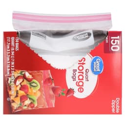 Great Value Double Zipper Quart Storage Bag, 150 Count - Thumbnail 3