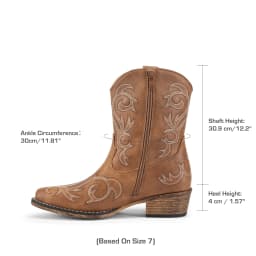 DREAM PAIRS Women's Western Boots Square Toe Chunky Heel Zipper Embroidered Ankle Boots - Thumbnail 6