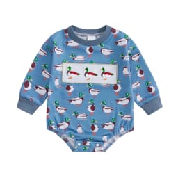 Povozer Bodysuits For Baby Baby Walking Romper Baby Boy Girl Mallard Duck Romper Short Sleeve Duck Bodysuit Tops Baby Clothes Size 12-18 Months,Blue - Thumbnail 1