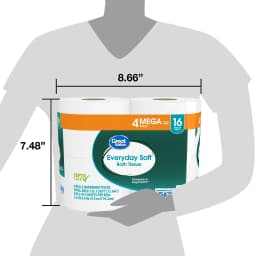 (12 pack) Great Value Everyday Soft Bath Tissue, 4 Count, Mega Rolls, Compare to Angel Soft® - Thumbnail 9