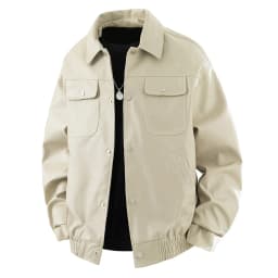 Iyufng Men's Faux Leather Jackets, Collared Button Down Vintage Lightweight Bomber Outerwear with Flap Chest Pockets - Thumbnail 8