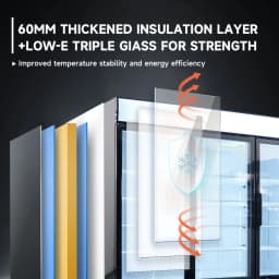 Glass Door Merchandiser Freezer 70 Cu.ft Swing Door Commercial Reach-In Display Freezers with LED Top Panel Upright Freeze Storage - Thumbnail 6