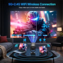 GCZ Projector with WiFi and Bluetooth, 1080P Support Portable Projector, Auto Keystone and Electric Focus - Thumbnail 4