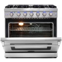 Cosmo 5 Piece Kitchen Appliance Package with 36" Freestanding Gas Range 36" Island Range Hood 24" Built-in Fully Integrated Dishwasher French Door - Thumbnail 9