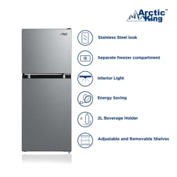 Arctic King 4.5 Cu Ft Two-Door Compact Refrigerator, Stainless Steel Look - Thumbnail 2