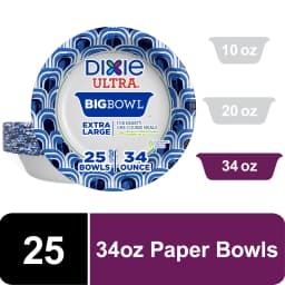 (2 pack) Dixie Ultra Big Bowl Disposable Paper Bowls, 34 oz, Multi-Color, 25 Count - Thumbnail 2