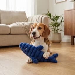 Vibrant Life Blue Shark Plush Dog Toy with Squeaker, Chew Level 3 - Thumbnail 3