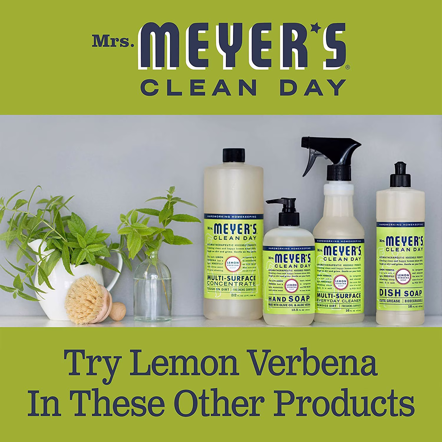 Mrs. Meyer's Clean Day's Liquid Dish Soap, Biodegradable Formula, Lemon Verbena, 16 fl. oz - Pack - Thumbnail 7
