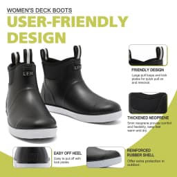 Lcamaw Women's Deck Boots, Waterproof Ankle Rain Boots with Anti-Slip Traction, Rubber Garden & Fishing Boots for Boating, Camping, Farming & Outdoor Work - Thumbnail 3