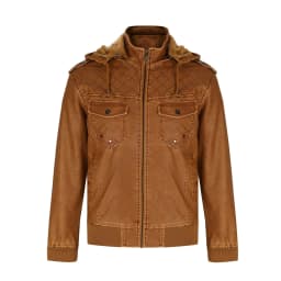 IYTR Men's Faux Leather Jacket Winter Warm Hooded Motorcycle Biker Jacket PU Leather Outwear Black S - Thumbnail 4