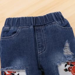 Infant Baby Girl Clothes Baby Girl 2PCS Outfits Long Sleeve Ruffle Collar Top Jeans Pants Set Wine Red 6-9 Months - Thumbnail 7