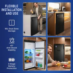 YEAHIBABY Car Refrigerator 93L Black Rv Fridge with Dual Zones and Flexible Installation - Thumbnail 9