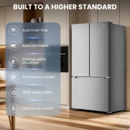 ICYBER BOOM 27.4 cu ft French Door Refrigerator, Full Size with Freezer, Auto Defrost, Ice Maker & Water Filter, Dual Zone, Stainless Steel - Thumbnail 6