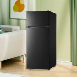 DEMULLER 4.5 Cu.ft Small Refrigerator Mini Fridge with Double Door 3 Removable Glass Shelves Black - Thumbnail 8