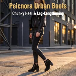 Women's Winter Warm Ankle Boots: Thick Sole & High Heel - Black PU Leather, Side Zipper with Lace-Up Detail, Plain Toe | Chic Everyday Booties | Faux Fur Lined | Rubber Sole,US Size:6.5-10.5 - Thumbnail 9