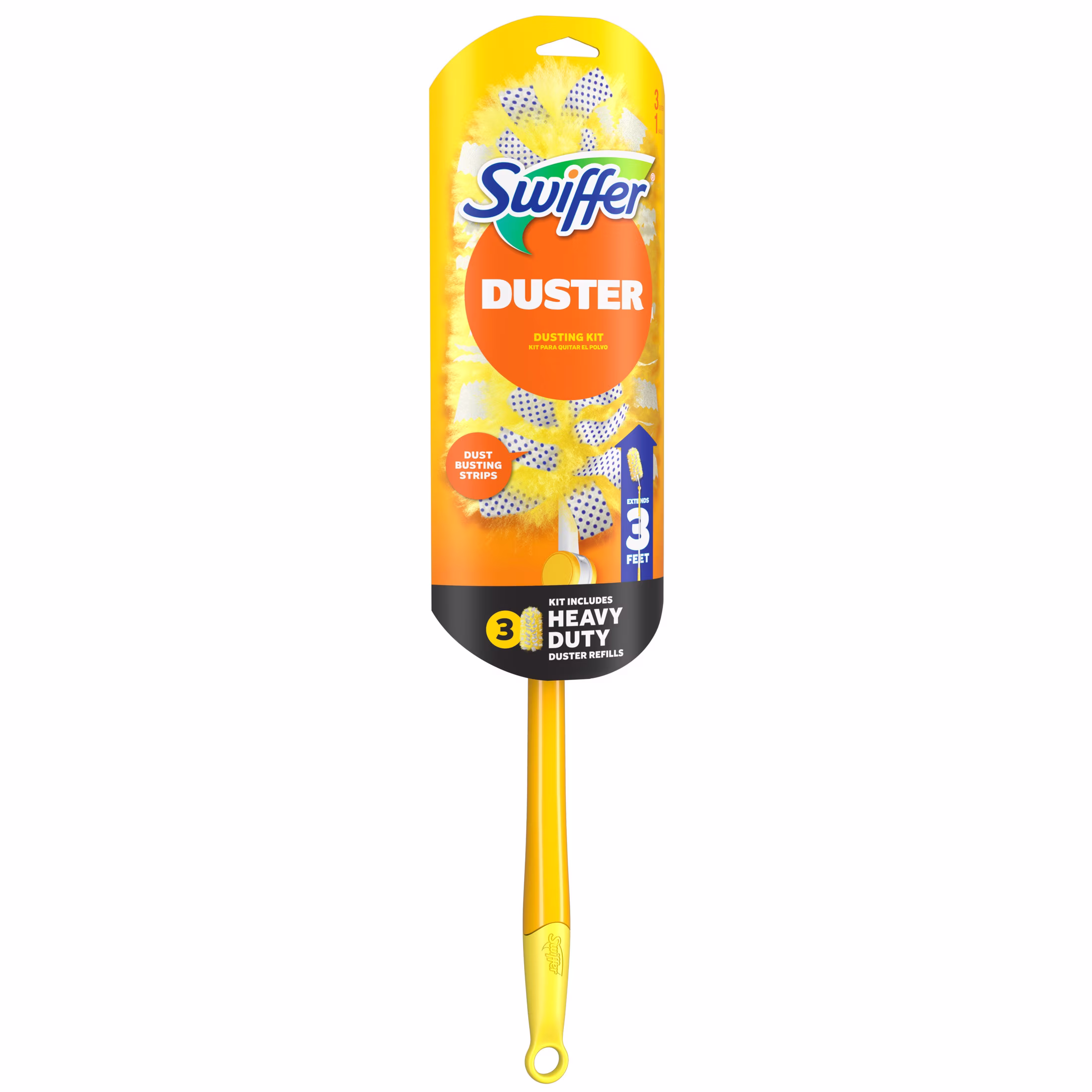 Swiffer Heavy Duty 3 ft Extendable Duster Kit with Refills, Unscented, 1 Handle + 3 Refills - Thumbnail 9