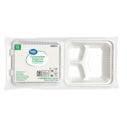 Great Value Compostable Hinged 3-Compartment Take-Out Containers, White, 8 Inch, 12 Count - Thumbnail 7