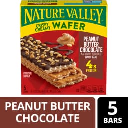 Nature Valley Crispy Creamy Wafer Bar, Peanut Butter Chocolate, 4g Protein, 5 Bars, 6.5 oz - Thumbnail 1