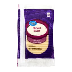 Great Value Swiss Deli Style Sliced Cheese, 8 oz Package 12 Slices - Thumbnail 1