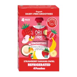 Once Upon a Farm Organic Refrigerated Kids' Snack Strawberry Banana Swirl Dairy-Free Smoothie, 4oz Pouch (4 Pack) - Thumbnail 1