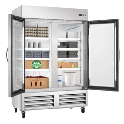 54 in. Commercial Two Glass Door Convertible Reach-In Refrigerator/Freezer with 49 Cu. Ft. Capacity in Stainless Steel, ETL Listed (KM-RIC-2DGD) - Thumbnail 6