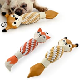 Max & Marlow Dog Chew Toys, Cotton Rope Fox Toys with Built-in Large Squeaker and Nylon Bone, 2 Pack - Thumbnail 2