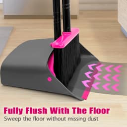 JEHONN Broom with Dustpan Combo Set Long Handle (Rose Red) - Thumbnail 2