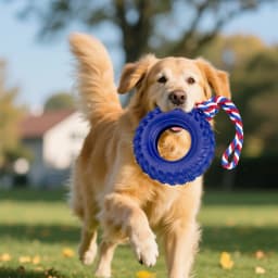 Natural Rubber Dog Tire Chew Toy, Treat Dispensing Dental Teething Toy, Interactive Tug of War Enrichment Toy for Dogs Boredom Relief - Thumbnail 5