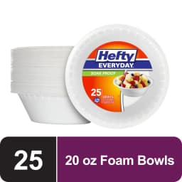 Hefty Everyday Soak Proof Large Disposable Foam Bowls, 20 oz., 25 Count - Thumbnail 1