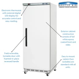 Arctic Air AWR25 White Single Solid Door Reach in Commercial Refrigerator - 25 cu. ft. Capacity, 115v - Thumbnail 2