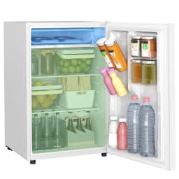 HOMCOM 4.5 Cu Ft Mini Fridge with Freezer, Wheels, Adjustable Thermostat, Single Door Compact Refrigerator for Bedroom, Dorm, Home Office, White - Thumbnail 2