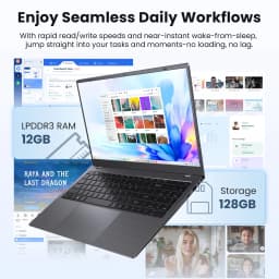 RNRUO 15.6" Laptop with Windows 11, 12GB RAM 128GB SSD, FHD Screen USB-C PD Fast Charging, Office 2024 Included - Thumbnail 5