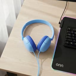 onn On-Ear Headphones with 3.5 mm Connector, Blue - Thumbnail 2