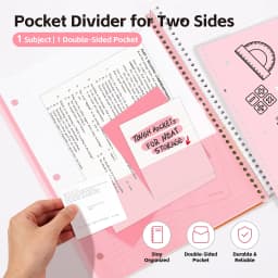 Comix 1 Subject Notebook,3-Pack College Ruled Spiral Notebook with Pocket Dividers 11"x 8.5", 70 Sheets,Black White Pink - Thumbnail 10