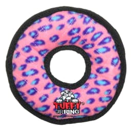 Tuffy Jr Ring Pink Leopard Durable Plush Dog Toy - Thumbnail 1