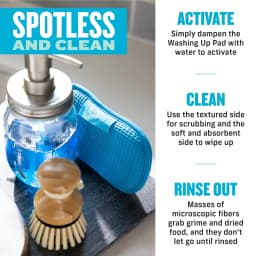 E-Cloth Washing Up Pad Non-scratch Kitchen Dish Scrubber Microfiber Sponge, Blue, 4 Pack - Thumbnail 4