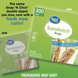 Great Value Double Zipper Sandwich Bags, 300 Count - Thumbnail 2
