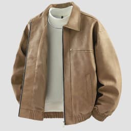 YLSDY Leather Jacket Men Faux Lightweight Bomber Jackets Mens Motorcycle Vintage Lapel Coats with Zipper and Pockets Brown M - Thumbnail 2