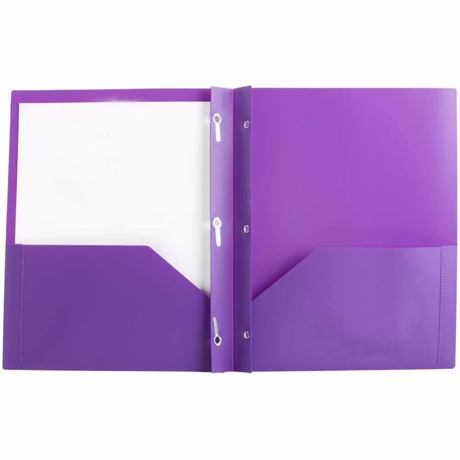 Two-Pocket Folder Plastic Colored File Folder Durable Pocket Folders with Prongs Letter Size Paper Folders with Metal Prong Fastener Clips, Blue - Thumbnail 5