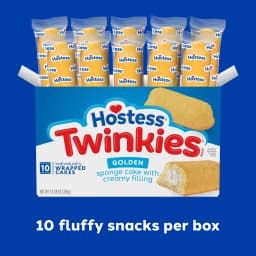 Hostess Twinkies Snack Cakes, Golden Vanilla Sponge Cake with Creme Filling, 10 Count, 13.58 oz Box - Thumbnail 3