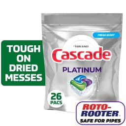 Cascade Platinum Dishwasher Pods, Dishwasher Detergent Soap Tabs, Fresh, 26 Count - Thumbnail 1