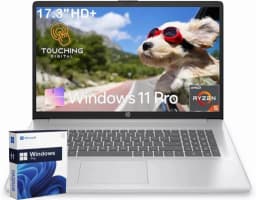 New HP 17.3" HD+ Touchscreen Display Laptop, AMD Ryzen 5 7530U (Beats i7-1165G7), 32GB RAM, 512GB SSD, Wi-Fi 6 - Thumbnail 1