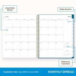 Blue Sky 2025-2026 Academic Year Weekly and Monthly Planner Calendar, July 2025 - June 2026, 12-Month, 8.5" x 11", Flexible Cover, Wirebound - Thumbnail 4